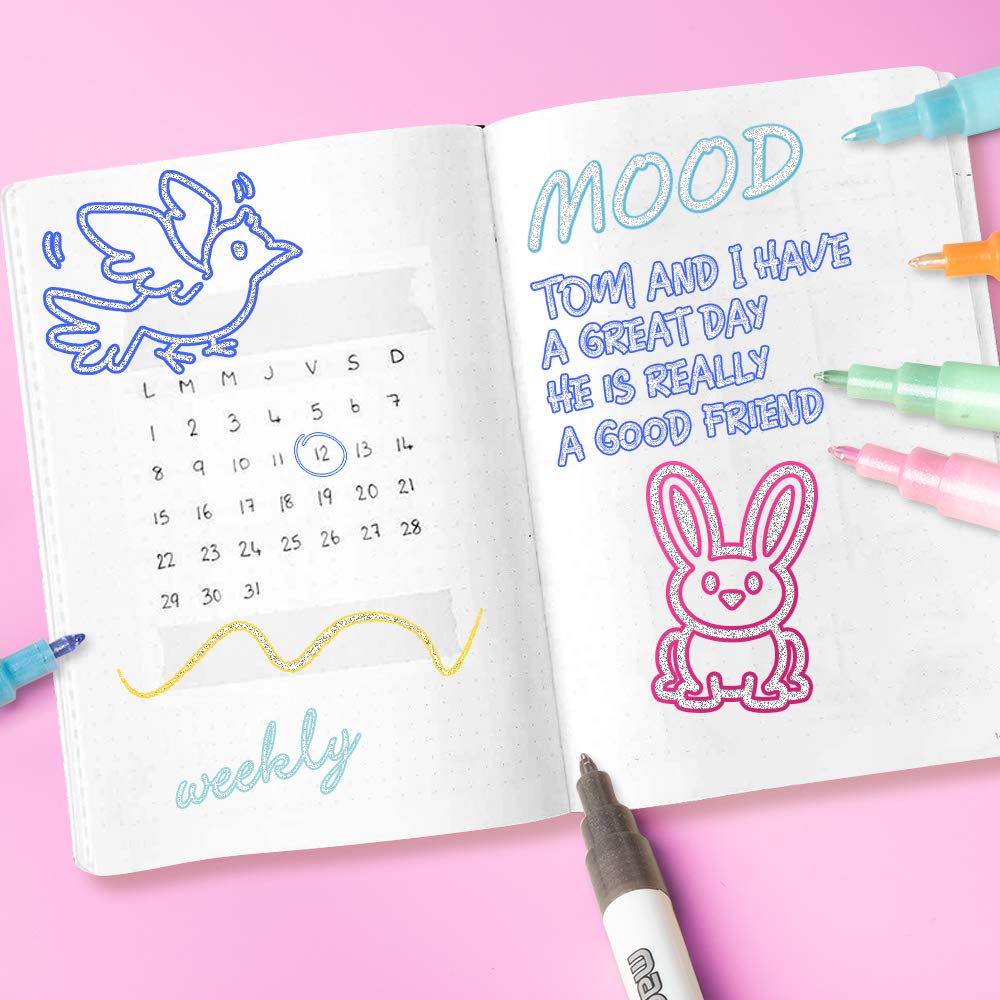 Jr White Super Squiggles Outline Markers Set Colors Shimmer