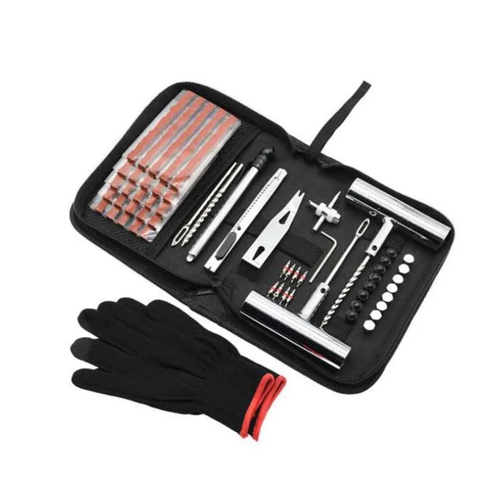 Regolatore di tensione Adatto per strisce di pneumatici agitazione colla kit di strumenti di riparazione strumenti per tappi per foratura per auto moto emergenza per foratura dei pneumatici | 62pcs