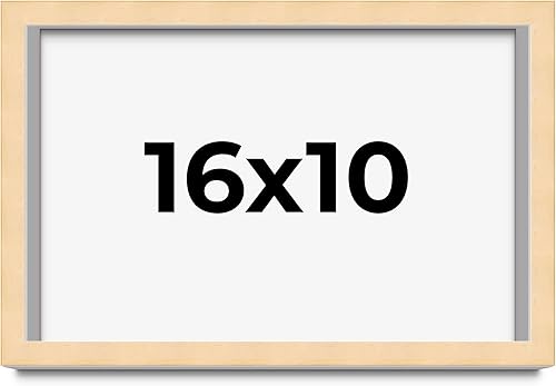 Marco de fotos de madera natural tradicional de 16 x 10 pulgadas con plexiglás acrílico UV, parte trasera de tablero de espuma y accesorios incluidos