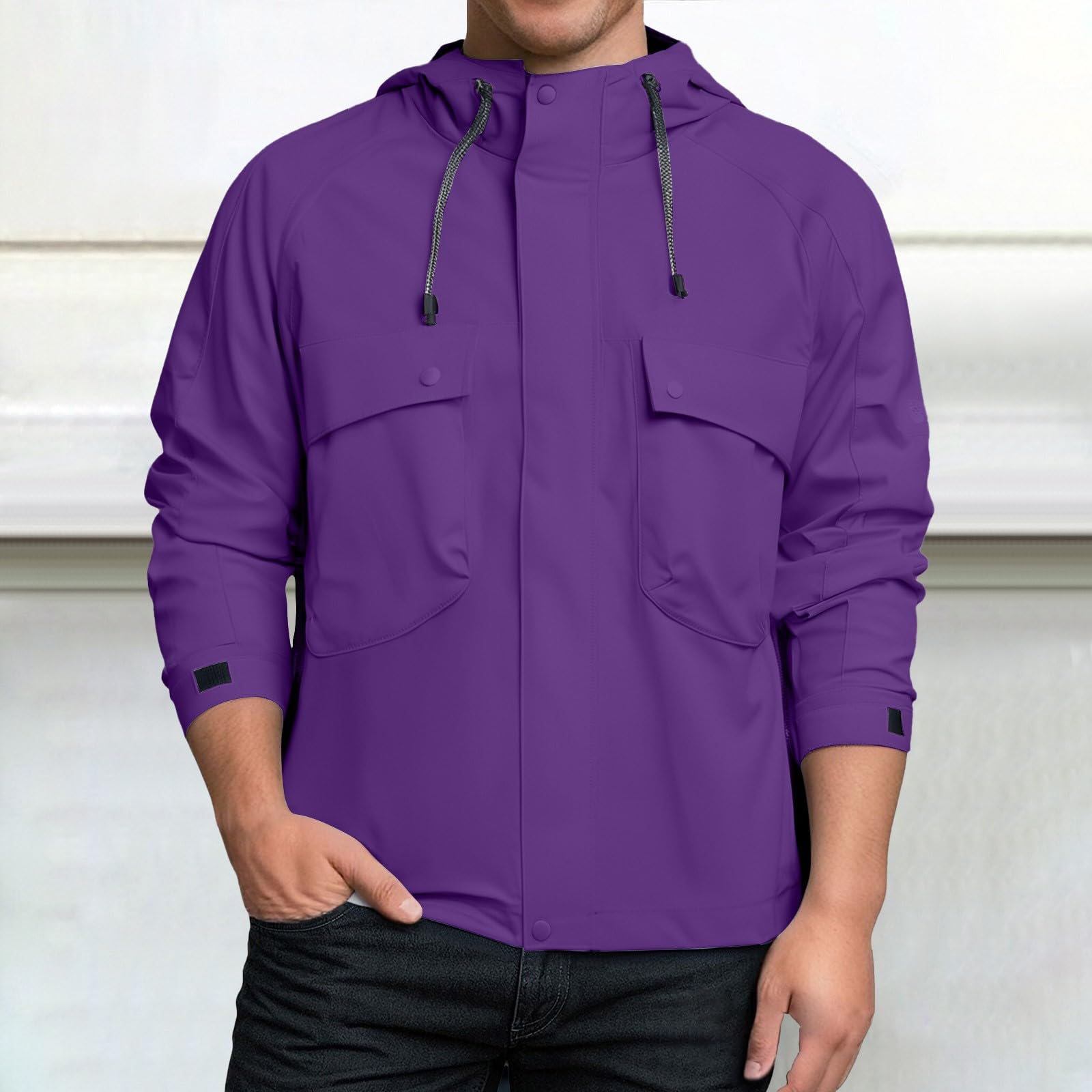 Leichte Übergangsjacke Herren mit Kapuze Sweatjacke Doppeltasche Kapuzenjacke Schnelltrocknend Sportjacke Einfarbig Trainingsjacke Wasserdichte Camping Outdoorjacke Atmungsaktiv Freizeitjacke