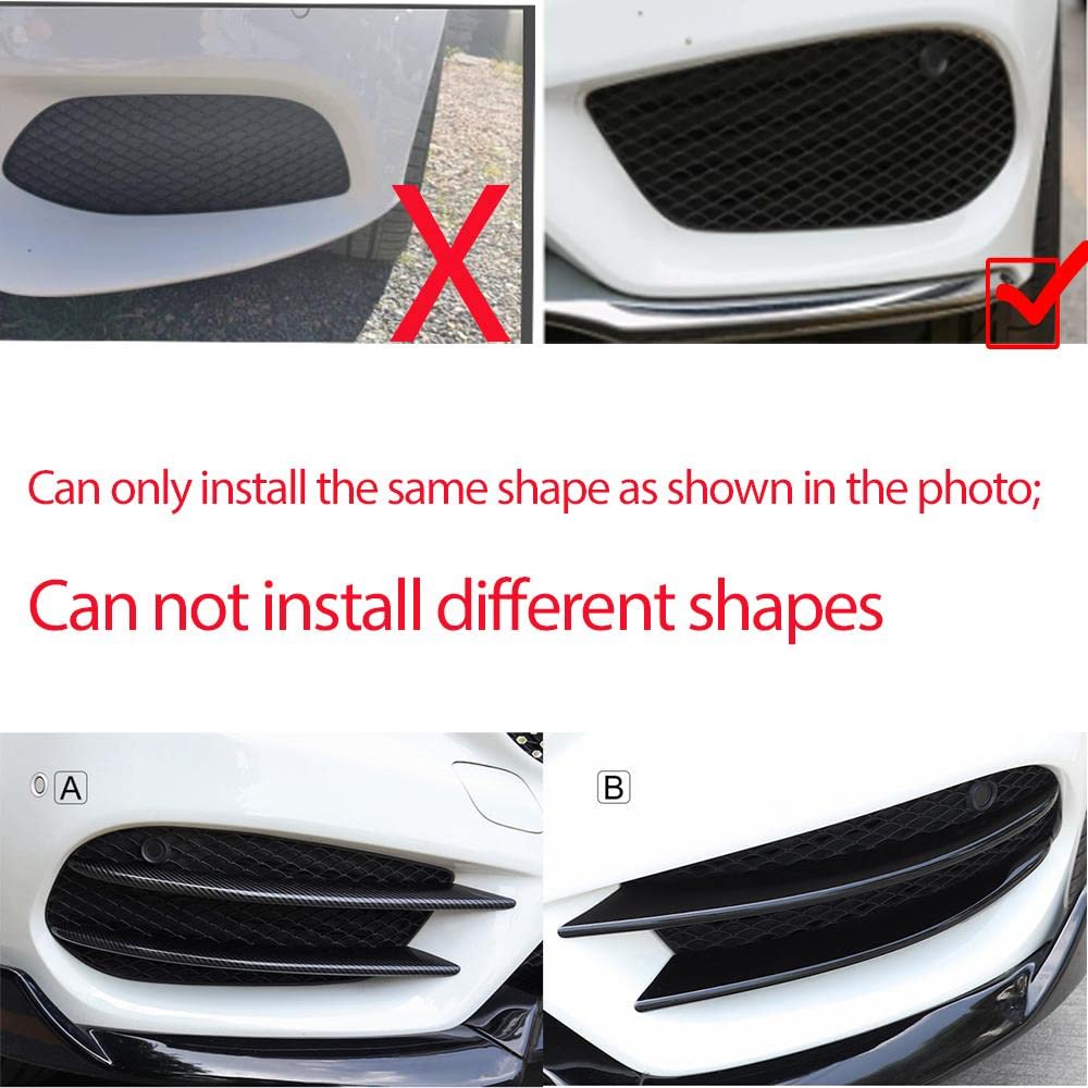 KUNGKIC Frontstoßstange Kühlergrill Lip Splitter Spoiler Compatible with Mercedes Benz C Klasse W205 2015-2018 Zubehör ABS Sport-Stil 4 Stück Coole Außendekoration(glänzend schwarz)