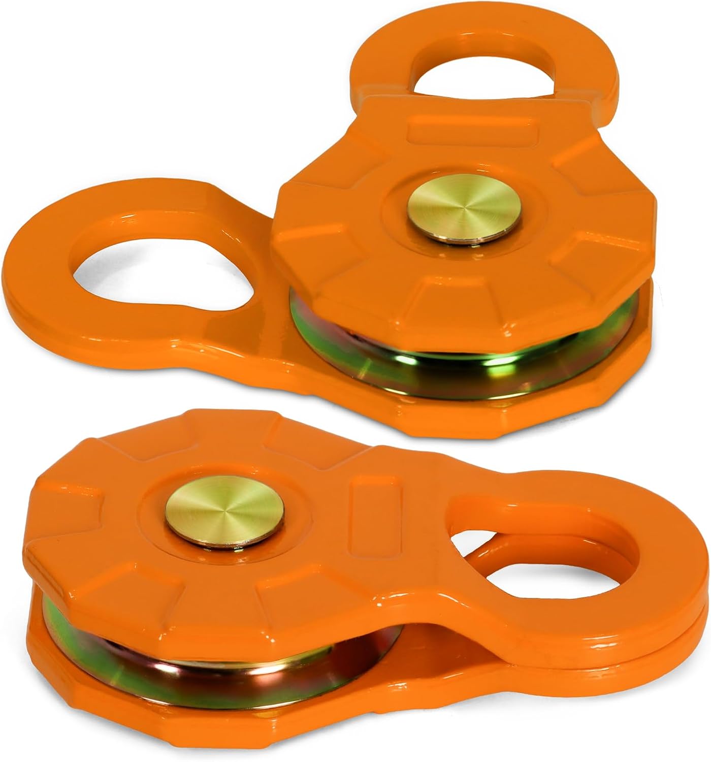 2 PCS ATV/UTV Winch Snatch Block - Heavy Duty 24000LBS (12T) Recovery Pulley, Powder Coated Carbon Steel, Compatible with Synthetic Rope & Steel Cable, for Off-Road, Truck, Side by Side, Orange