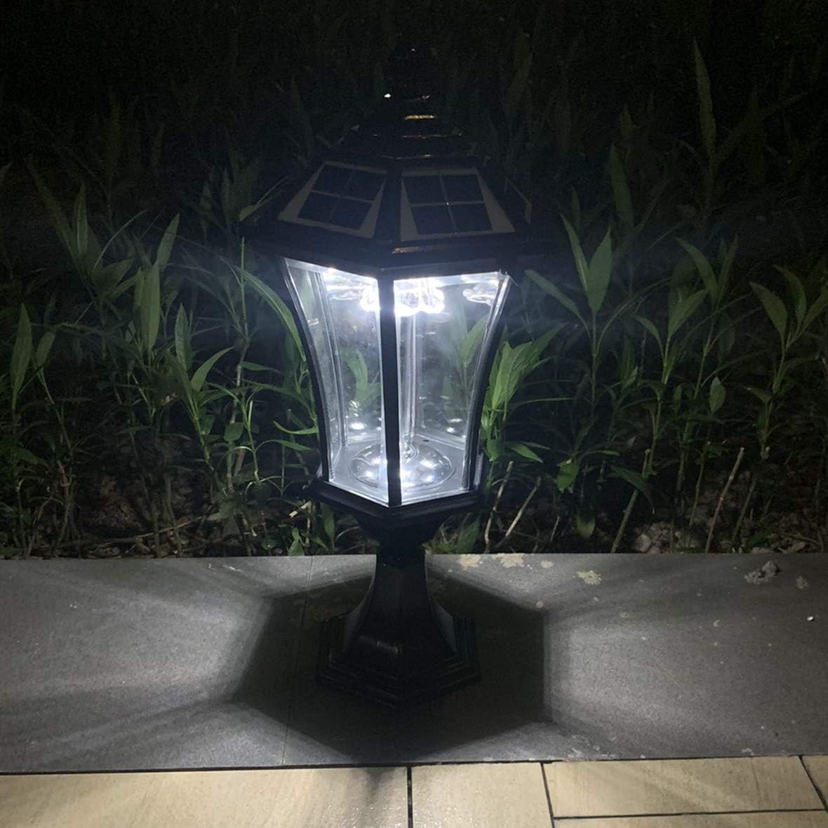 LAKIQ New Version Solar LED Pillar Light Outdoor Post Light Fixture Outdoor Garden Lighting 21’’ H Black Solar Power LED Lamp for Patio Garage Walkways