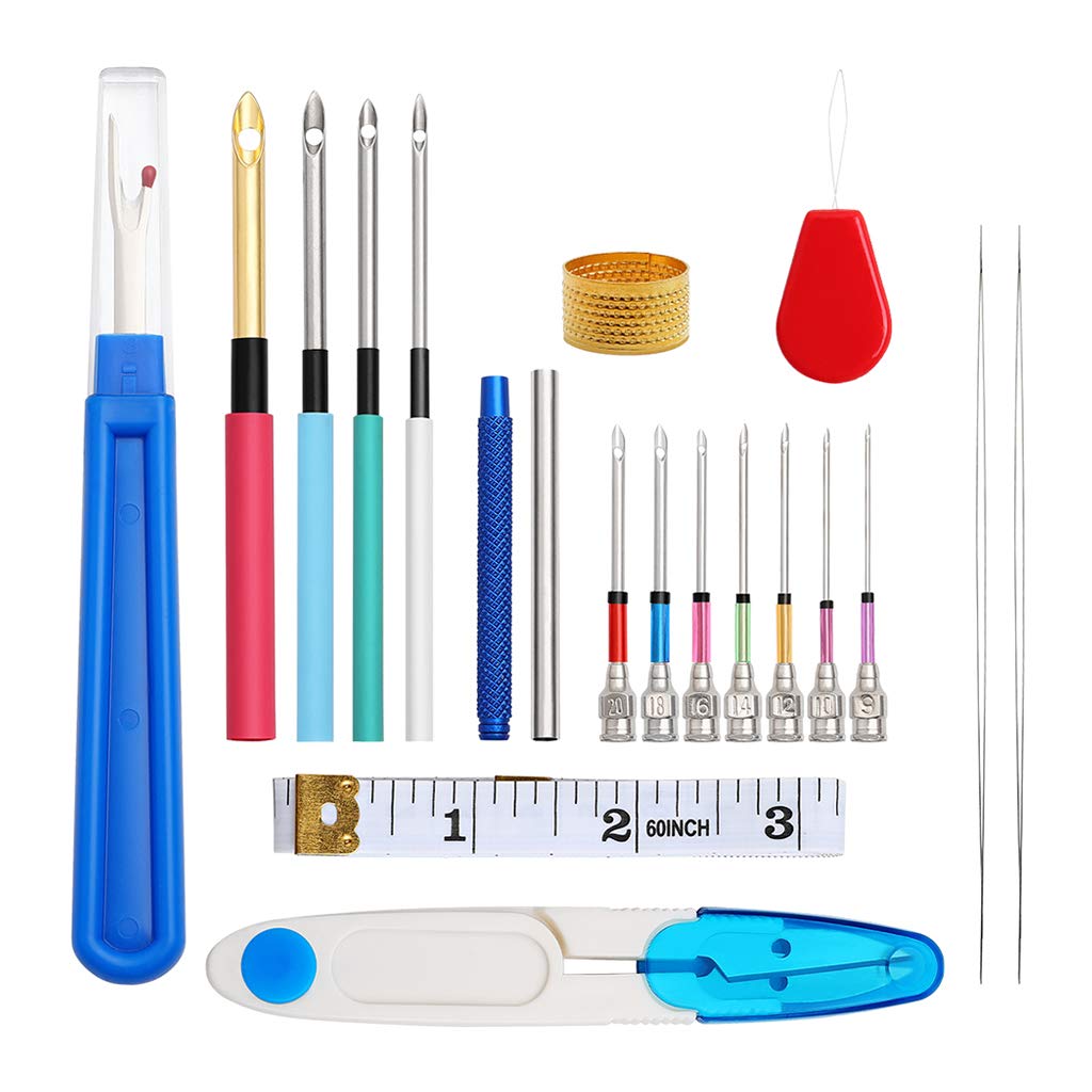 KBOLAE Assorted Punch Needle Kit DIY Embroidery Hoop Knitting Threader Tools Set Set 3