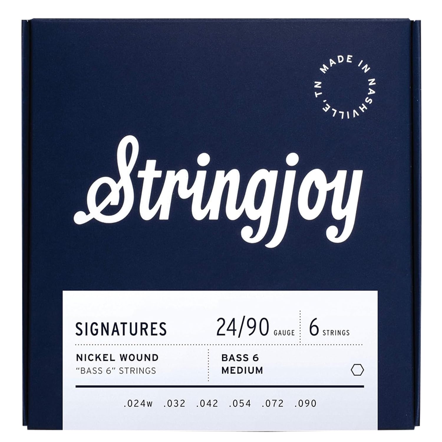 Stringjoy Signatures Nickel Wound Bass VI Strings, 24-90 Balanced Medium Gauge, 6 String Electric Guitar Set, Optimal Tone and Durability, Made in Nashville, TN USA