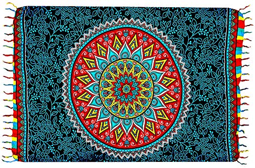 Canga de Praia Indiana Mandala Várias Cores e Modelos (Azul)