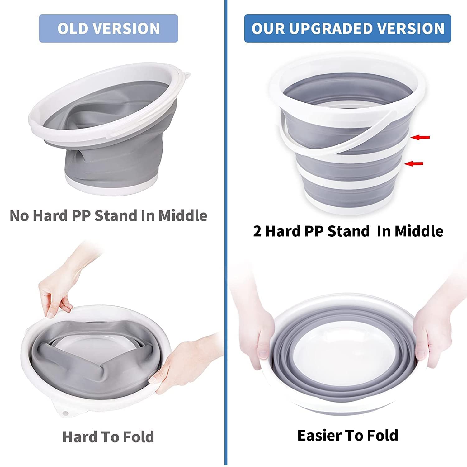 GLITZEN Collapsible Bucket 10L 2.6 Gallon Cleaning Bucket Mop Bucket Folding Foldable Portable Small Plastic Water Supplies for Outdoor Garden Camping Fishing Car Wash Space Saving 2