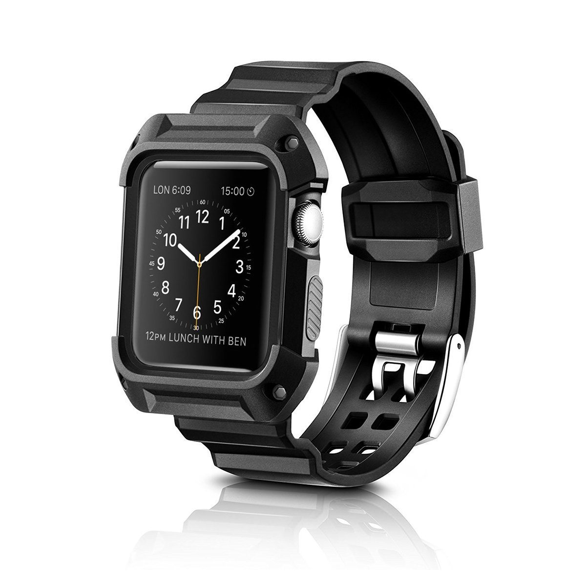 Apple Watch Band 38mm Black With Case Universal For Series 1 Series 2, LAXTTO Apple Watch Sport Band (38mm Black)