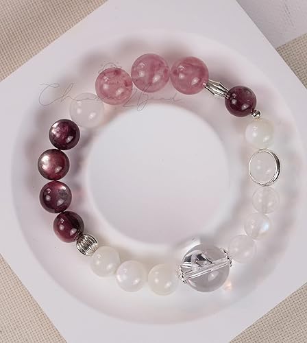 Miniatura 2 de Pulsera curativa de cristal natural con piedras preciosas, cuarzo rutilado, piedra lunar, cuarzo hecho a mano, pulsera de diseño original