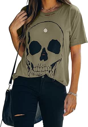 Veatzaer Summer Cotton Graphic Shirts Womens Short Sleeve Crewneck Tees
