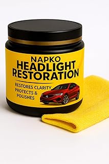 Napko Headlight Restoration Polish 60Ml | Restores Pale Yellow Headlight | Free Microfiber Cloth | Dot & Wipe