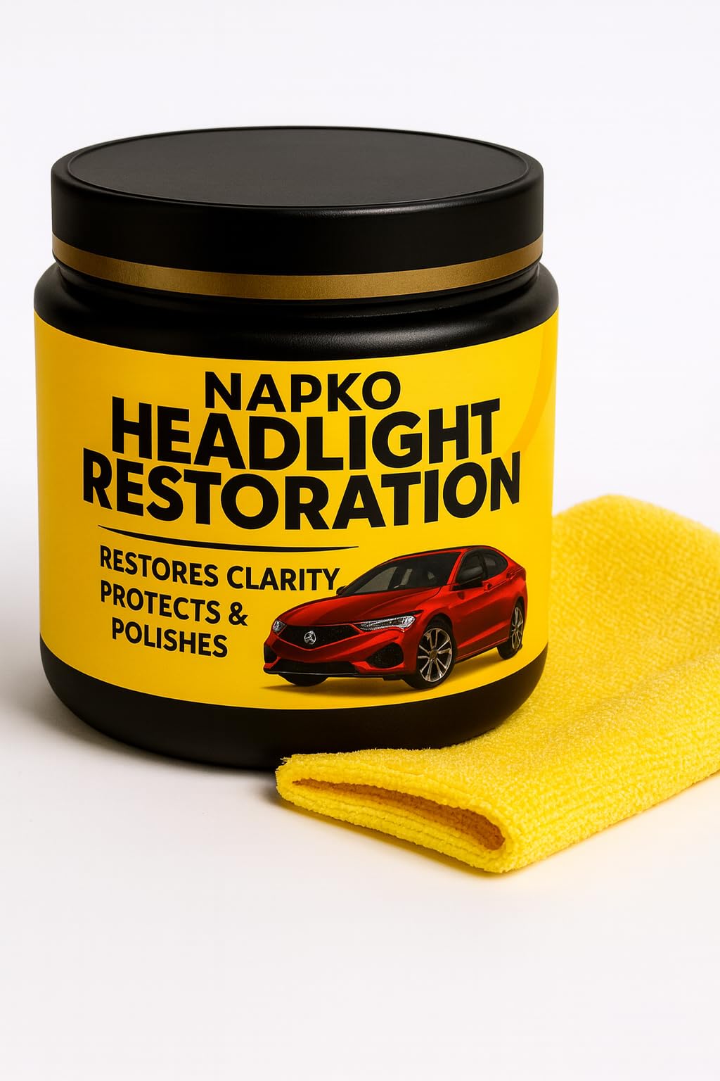 Napko Headlight Restoration Polish 60Ml | Restores Pale Yellow Headlight | Free Microfiber Cloth | Dot & Wipe