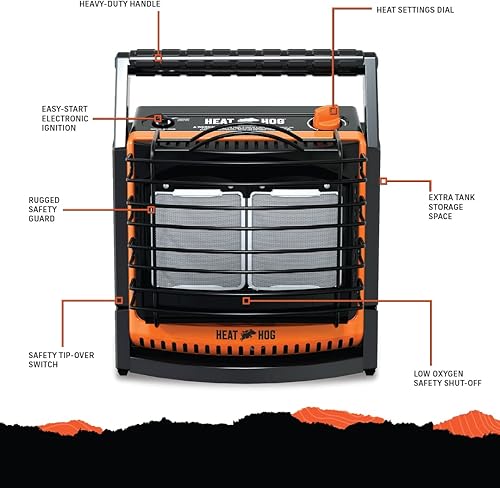 Miniatura 5 de Calentador de propano portátil para interiores y exteriores de 18,000 BTU para garaje, camping, caza, deportes al aire libre, pesca, navegación o