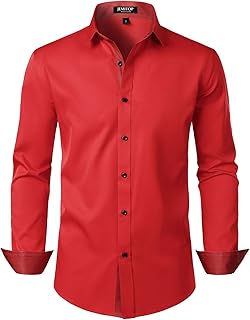 Men's Stretch Multi-Use Long Sleeve Dress Shirts Party Prom Wedding Shirts with Slight Sheen - Buy now