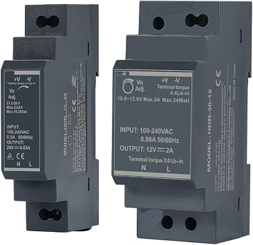 2pcs HDR-15 Series 15w 5v 12v 1a 24v 48v Din Rail Ultra Slim Power Supply for Building Automation24VDC_15W