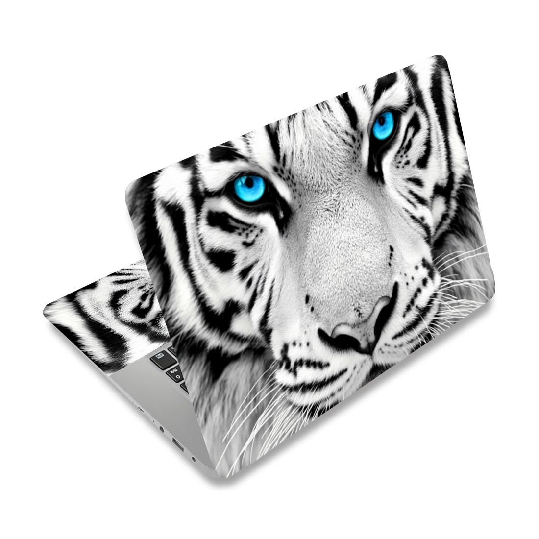 Autocollant en vinyle tigre blanc pour masquer les rayures de votre ordinateur portable