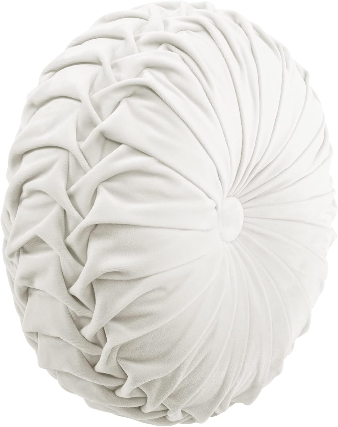 Lush Decor Velvet Decorative Throw Pillow, 1 Count, 16" Diameter, Taupe - Pleated Detail, Plush Round Pillow, Seat Cushion, Decorative Pillows For Bed, Couch, Or Chair