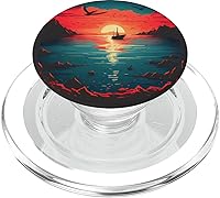 Vista 7 de Sundown At Ocean Illustration PopSockets intercambiables PopGrip