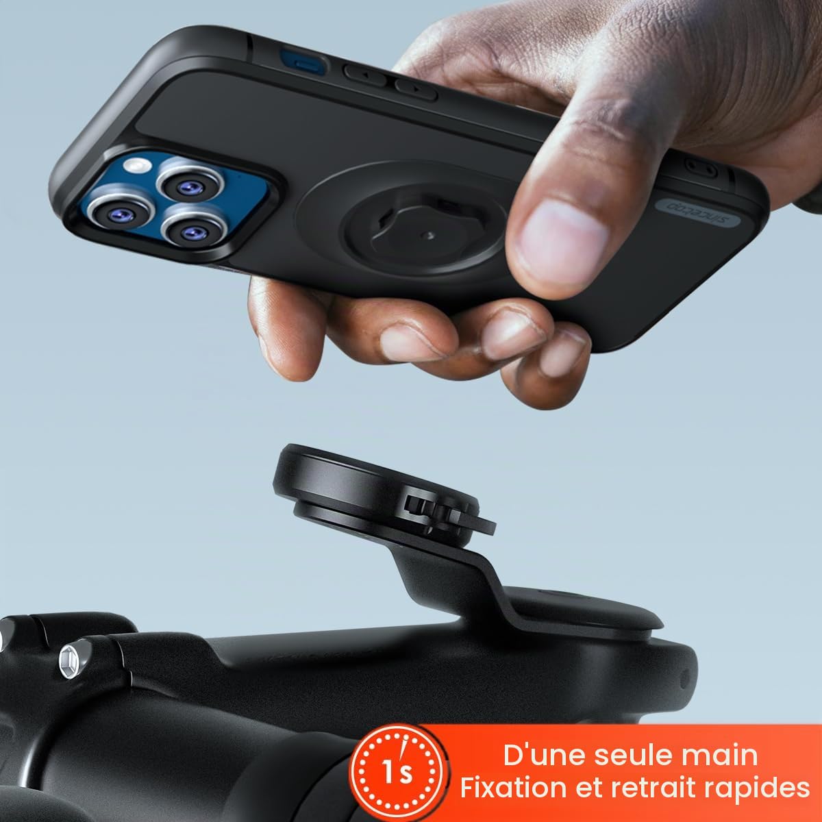 CQ Support Telephone Velo, Sincetop Aluminium Universel Support Téléphone Vélo, Porte Vélo du Guidon avec Verrouillage Rotatif pour iPhone 13 Pro Max Mini Samsung, Idéal pour VTT Vélo de Route