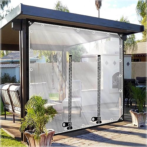 Bâche transparente en PVC imperméable extérieure avec œillets et fermeture éclair - 7