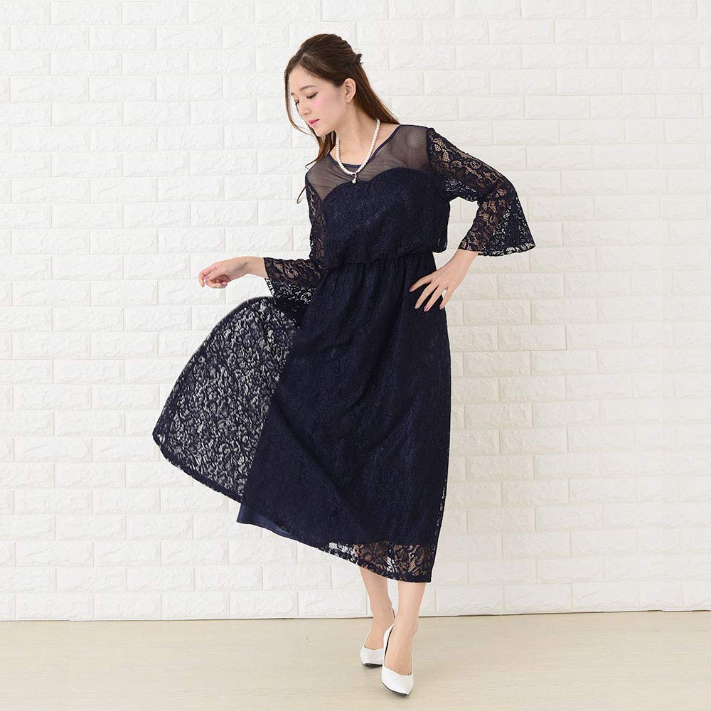 Amazon.co.jp: [Lace Ladies] レース切替 ロングワンピース