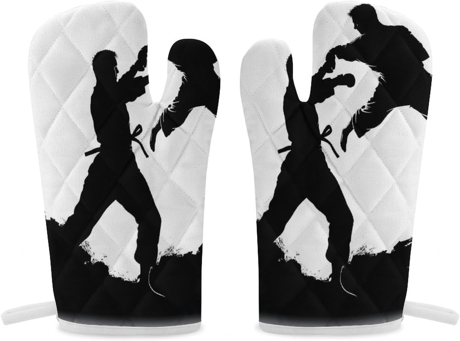 Kickboxing Oven Mitts Set of 2 Non-Slip Heat Resistant Kitchen Gloves for Kitchen Cooking Baking Grilling BBQ