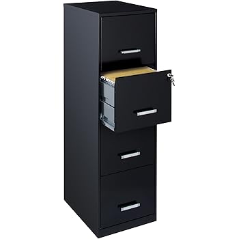 Amazon Com Space Solutions 18 4 Drawer Metal File Cabinet Black Furniture Decor