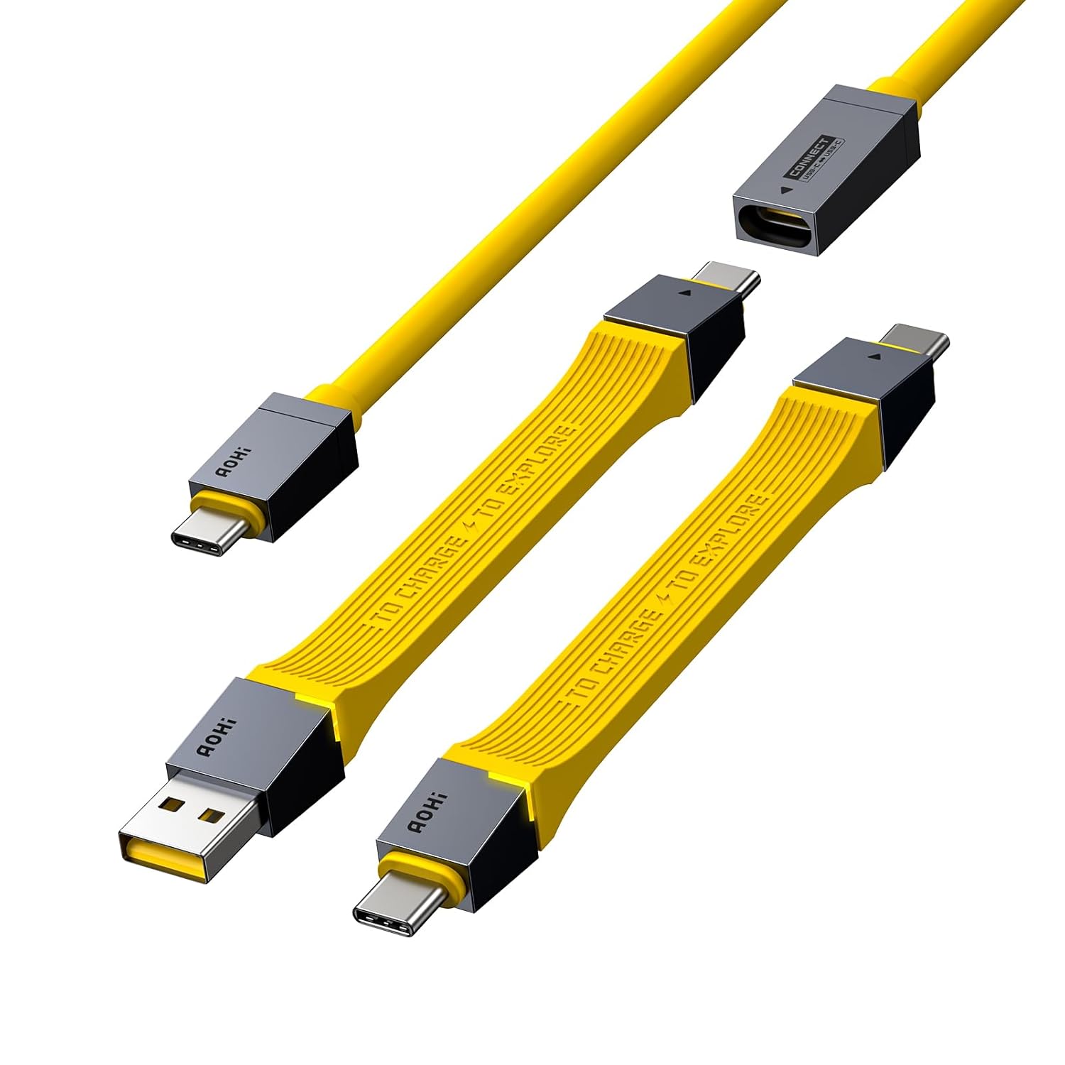 AOHI 240W 4 in 1 USB4 Cable Set for Thunderbolt 4 Cable, Support PD3.1 Type-C Fast Charging Cable,40 Gbps Data Transfer, 8K HD Display for iPhone 15/MacBook Pro/Laptop/Hub/Docking