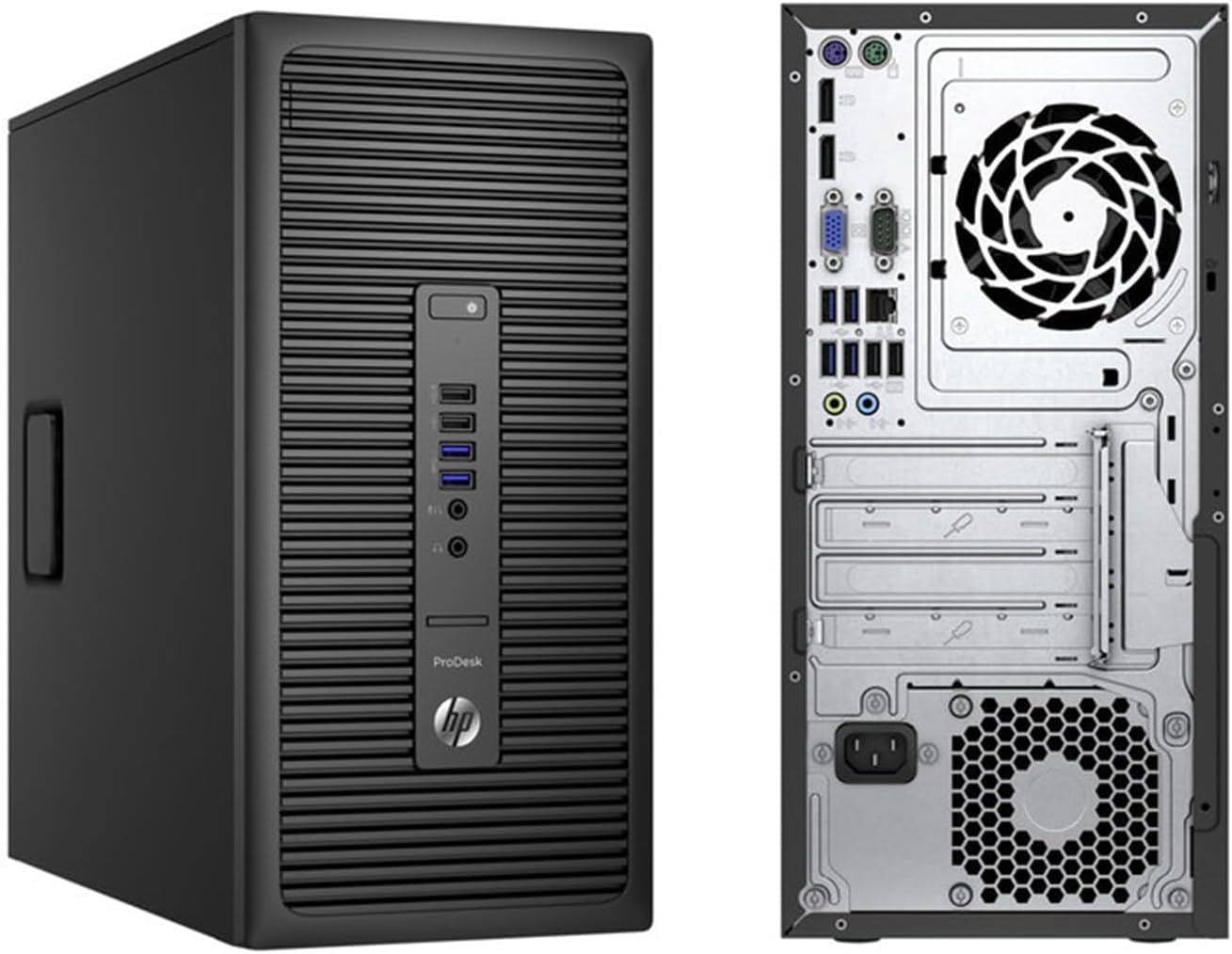 HP Prodesk 600 G2 MT Computer desktop, Intel Pentium G4400, 8 GB RAM, SSD da 256 GB, Wi-Fi, Bluetooth, tastiera QWERTY US, Windows 11 Pro (ricondizionato)