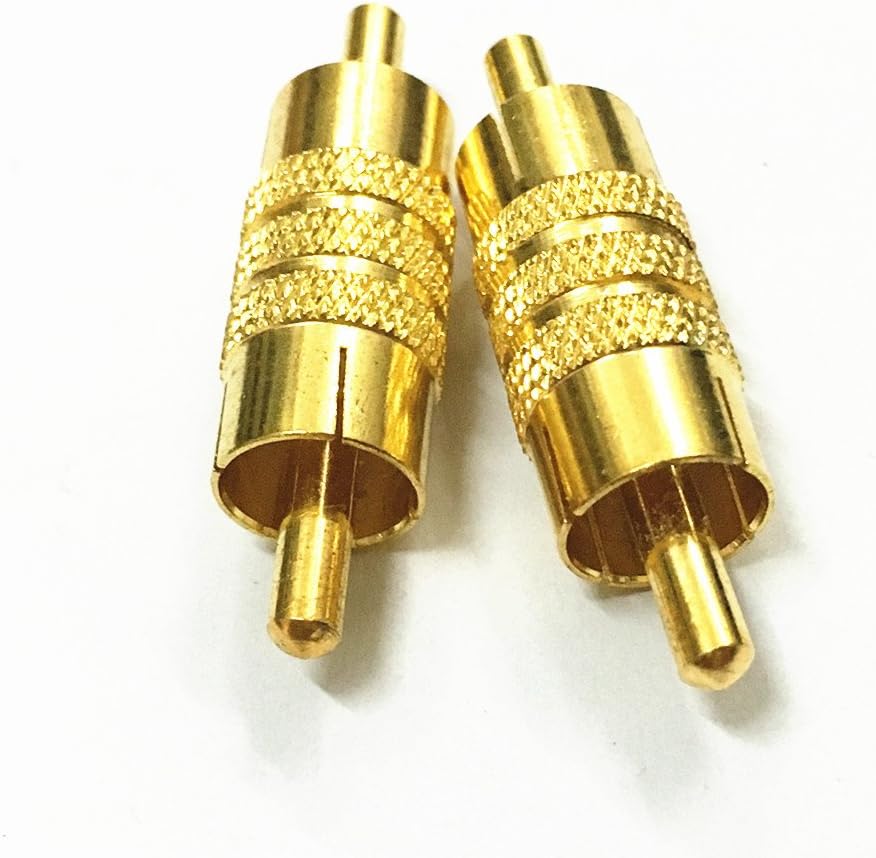 3Pcs Gold-plated Brass RCA Inline Coupler Male Plug A/V Adapter M/M Connector RCA Male to Male Joiner for CCTV Camera