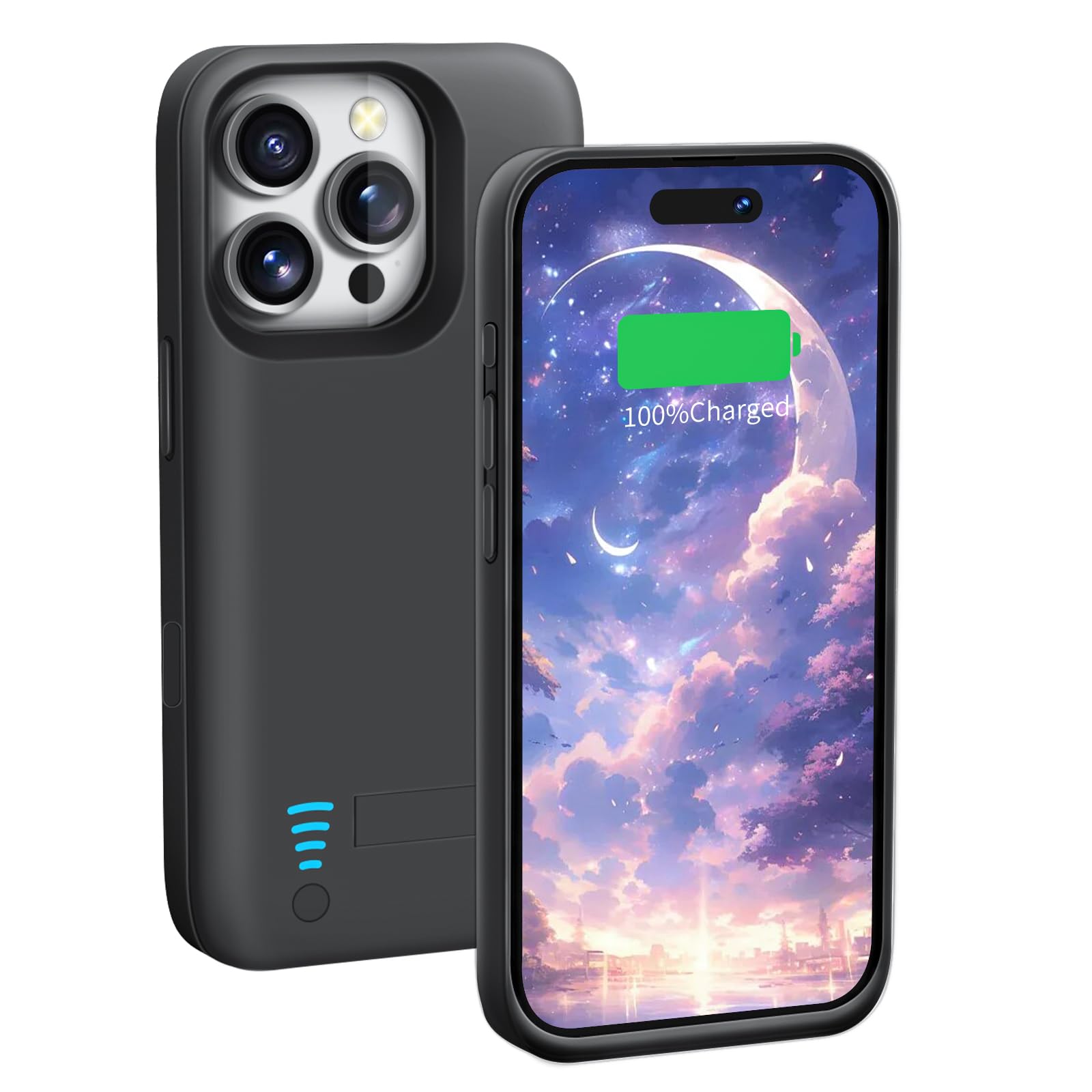 Loytal Battery Case for iPhone 16 Pro, 5000mAh Rechargeable Extended Battery Charging/Charger Case, Add 100% Extra Juice (6.3 inch) Black