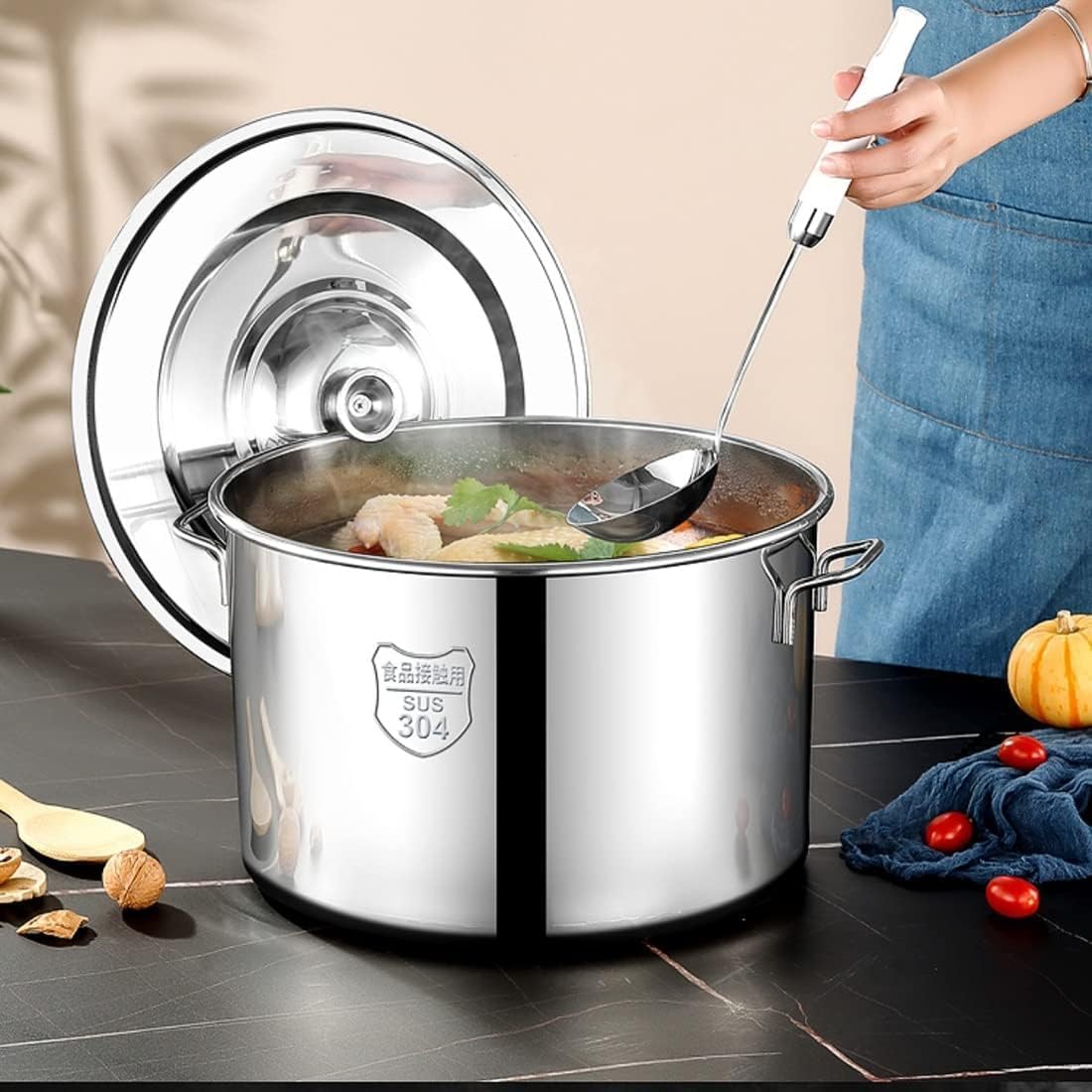 KIPROSTAR IH対応 業務用 ステンレス寸胴鍋(蓋付) 30cm 寸胴鍋 両手鍋