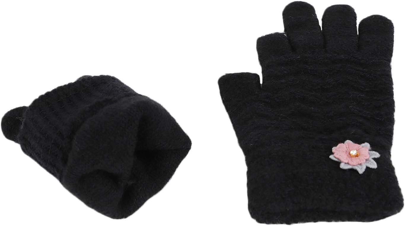 PURFUN Women Girls Cold Weather Thermal Short Knitted Full-Finger Gloves Driving Cycling Reading Touch Screen Gloves Mittens Hand Warmer, Christmas New Year Gift : Clothing, Shoes & Jewelry