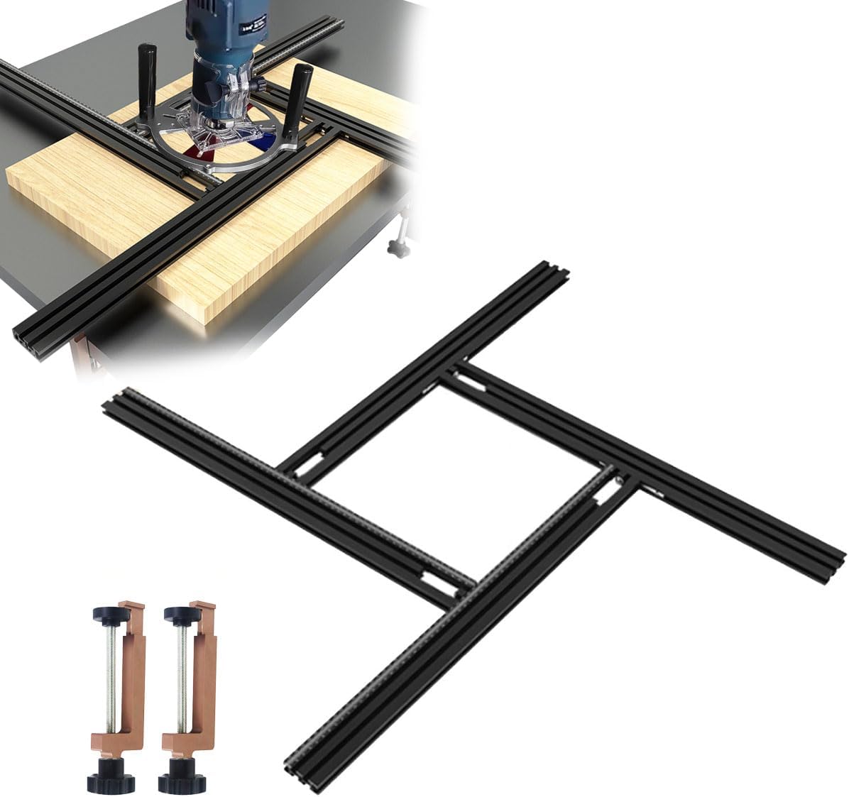 Juice Groove Router Jig,Cutting Board Juice Grooves,Adjustable Router Jig 23.62” x 23.62”with G Clamps,Versatile Variable Router Jig for Perfect Grooves (23.62in)