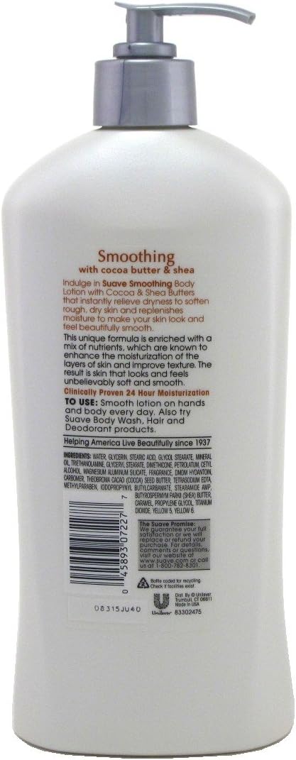 Suave Skin Lotion 18 Ounce Pump Smoothing Cocoa Butter & Shea (532ml) (6 Pack)