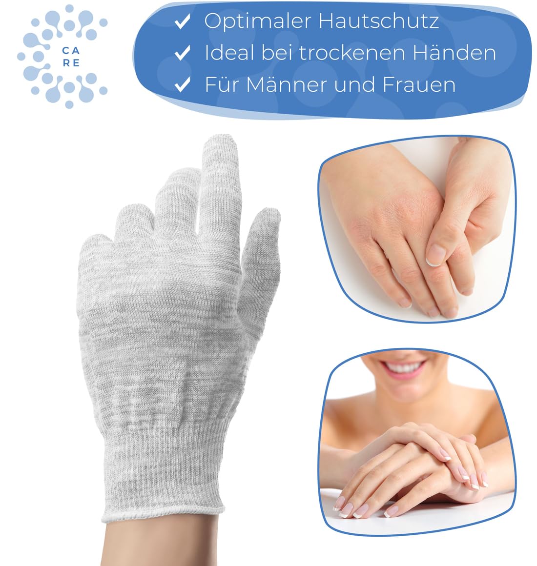 Rękawice bawełniane, rękawice tekstylne z bawełny i srebra z wąskimi ściągaczami, rękawiczki z bawełny, do testu dermatologicznego: bardzo dobre - białe i srebrne