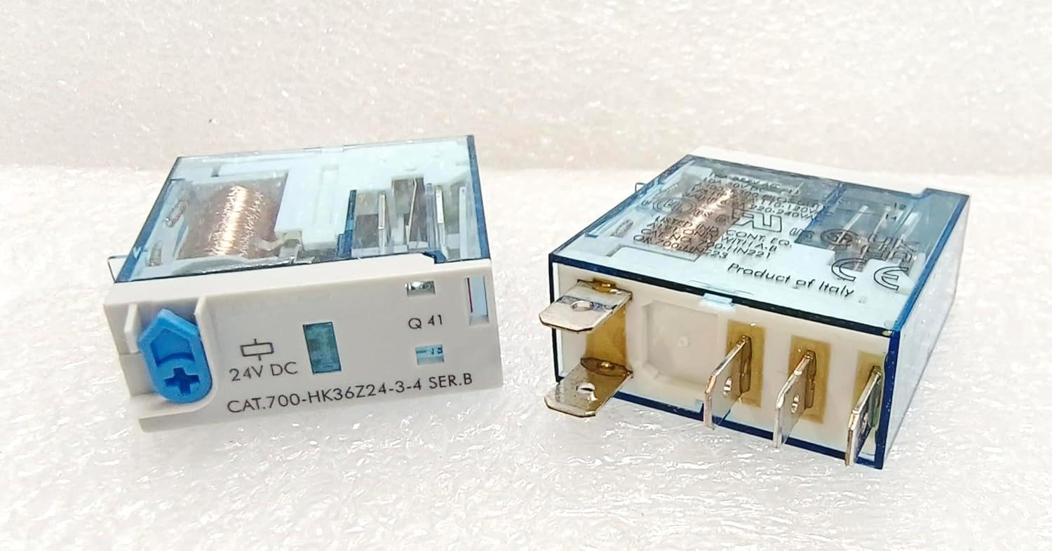 700-HK36Z24-3-4, Slim Line Relay,24V DC,Standard Contacts,1 Changeover Contact(SPDT) 16A,5 Wide Flat pins,with Test Handle and Indicator Light,Original Packaging,Never Used,in Stock,Ship Now.