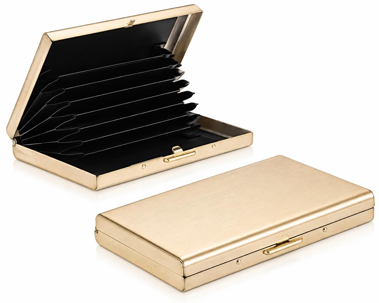 Trendy Metal Card Holder, Snap Closure, Organiser for Credit, Debit and Business Cards, for Men and Women,1 piece (Gold)-image-28