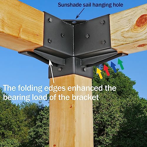 Antsky Stainless Steel 3-Way Right Angle Corner Pergola Bracket With Screws For 4X4 Inch(Actual: 3.5X3.5 Inch) Wood Beams，Pergola/Gazebo Kit (4 Pack) #TOP4