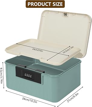 HOTOOLME Lockable Storage Container Bin,Medicine Organizer Box Blue, S