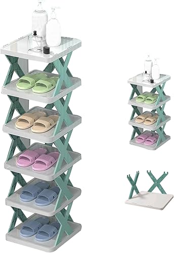Zapatero vertical alto de 6 capas para zapatos, estante de plástico de gran capacidad, resistente, 22.0 lbs, organizador de ranura para zapatos,