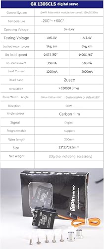 Miniatura 8 de YIPINSERVO Servo servo de engranajes de metal de alto par de torsión 17G, servo de engranaje de metal completo IP67 impermeable con ángulo de
