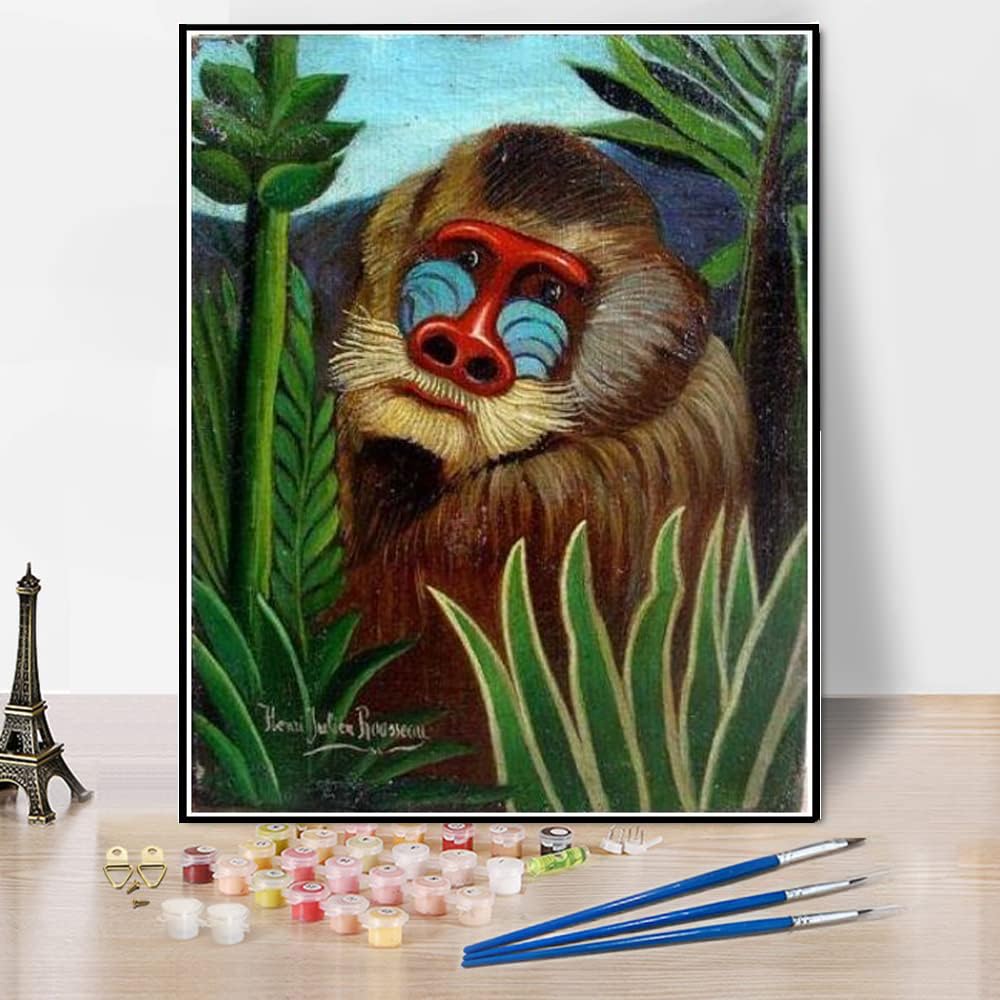 Paint by Numbers Kits for Adults and Kids Mandrill in The Jungle Painting by Henri Rousseau DIY Oil Painting Paint by Number Kits