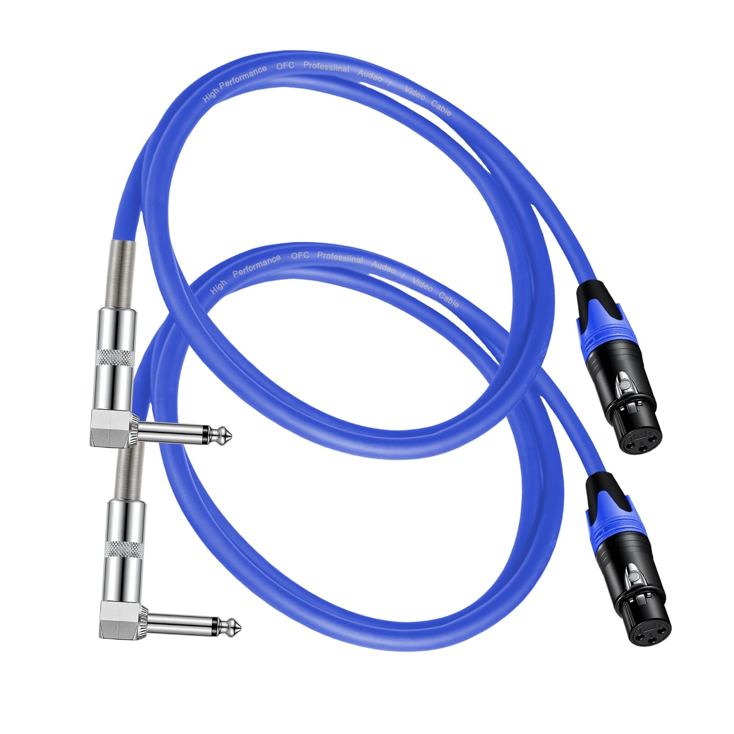 Cavo da XLR femmina a 1/4 TS ad angolo retto, 1/4 TS ad angolo retto a XLR femmina, cavo per microfono, strumenti (confezione da 2 pezzi)
