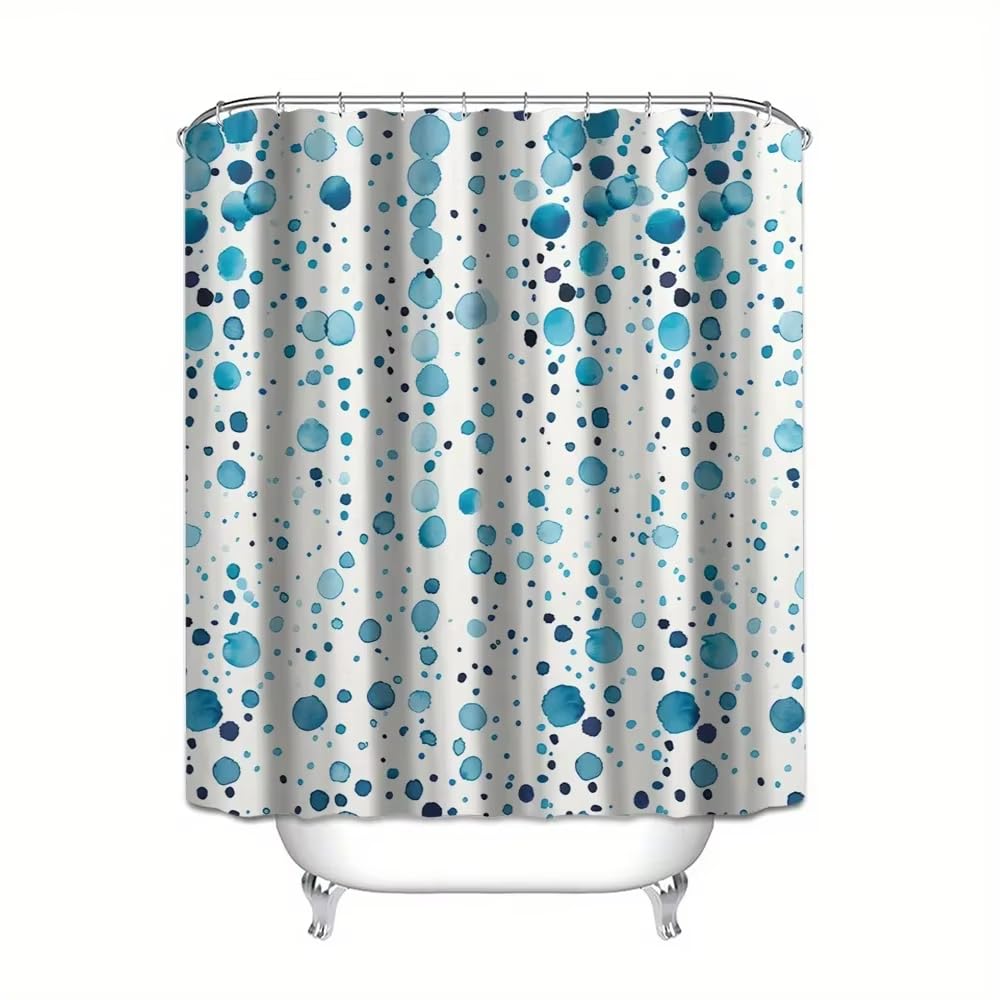 Rideau de douche à pois bleus en tissu de qualité hôtelière