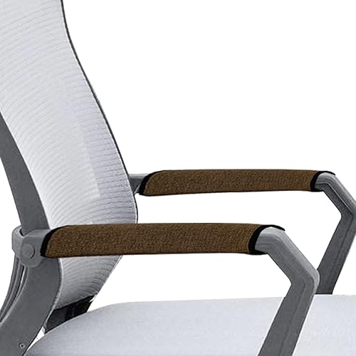 Juego de 2 fundas de lino para reposabrazos de silla de oficina, fundas ajustables para reposabrazos de silla de ruedas, fundas ajustables para