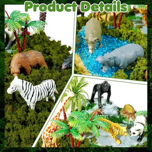 Rileryan 20 PCS Wild Jungle Rainforest Animals Diorama Supplies Kit Mini Safari African Animal Diorama Forest Zoo Plastic Animals Figurines Accessories Home Decor - Image 5