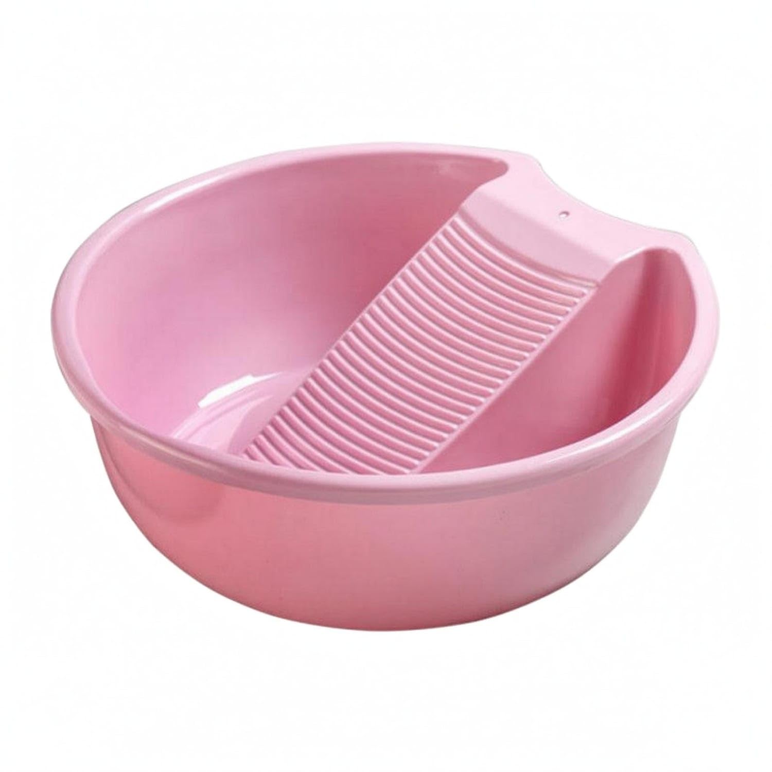 Angled Insert Wash Basin with Washboard Pouring Notch Washboard Basin Wide Rim Hand Scrubbing Tub Glossy for Clothes Washing, Pink, Thick L-image-27