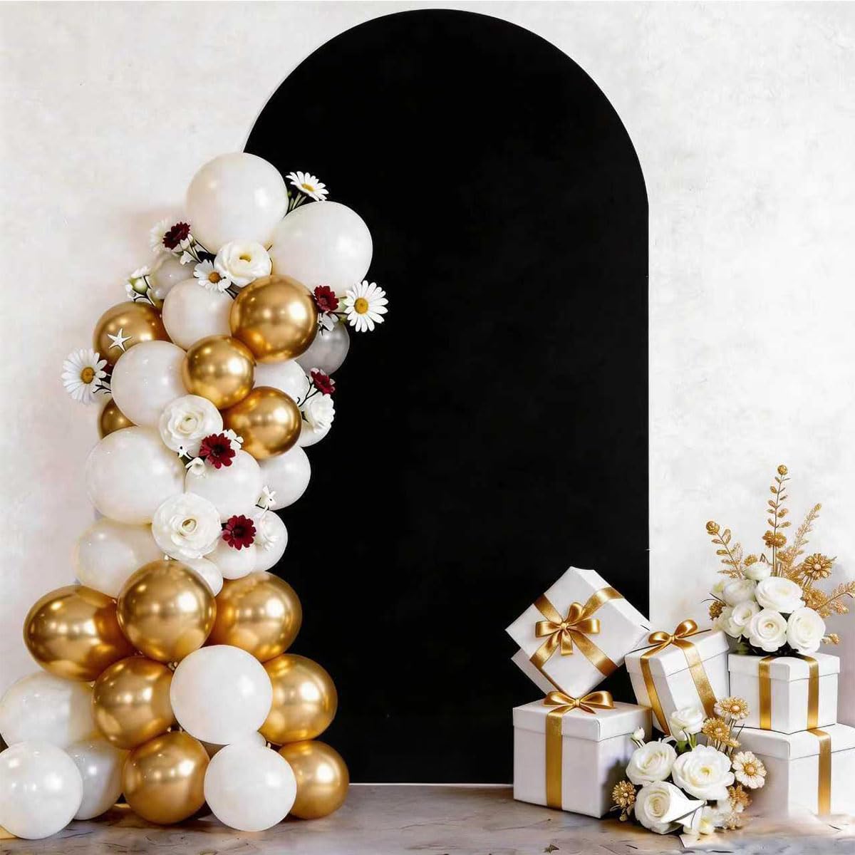 6.6 FT Arch Backdrop Cover, Black Wedding Arch Cover 6.6 FT, Background Stand Covers, Black Chiara Backdrop Cover for Party Celebration Decoration