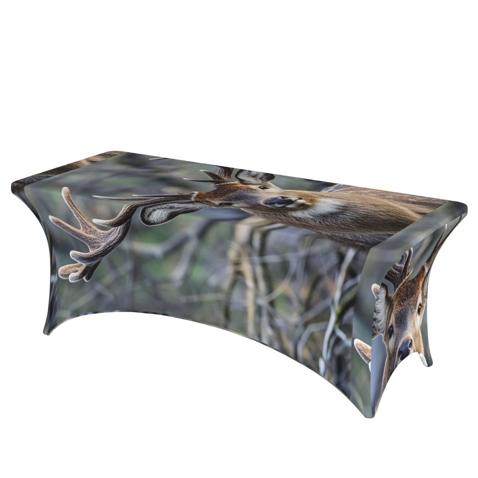 LMNGH Antlers Decorative Tablecloth Protector for Wedding, Banquet & Parties6FT Spandex Rectangle Tablecloths, Stretch Washable Table Cloth Wrinkle Free Patio Table Cover